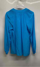 Load image into Gallery viewer, Lilly Pulitzer Womens Blue Silk Long Sleeve Notch Neck Smocked Blouse Top Sz XS