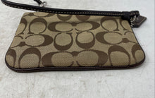 Load image into Gallery viewer, Coach Womens Beige Signature Print Corner Zip Mini Wristlet Wallet