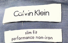 Load image into Gallery viewer, Calvin Klein Mens Blue Cotton Slim Fit Non-Iron Long Sleeve Dress Shirt 17 1/2