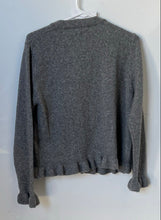 Load image into Gallery viewer, Zara Womens Gray Long Sleeve Ruffle Hem Button Front Cardigan Sweater Size M