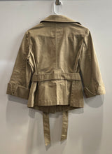 Load image into Gallery viewer, OBR Womens Beige 3/4 Sleeve Collared Front Pockets Belted Jacket Size Small