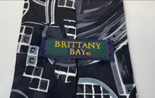 Load image into Gallery viewer, Brittany Bay Mens Black White Abstract Print Keeper Loop Adjustable Pointed Tie