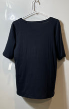 Load image into Gallery viewer, Talbots Womens Black Cotton Short Sleeve Round Neck Pullover T-Shirt Sz L W/Tag