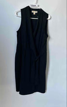Load image into Gallery viewer, Michael Kors Womens Black Sleeveless V-Neck Tie Waist Wrap Dress Size 12