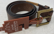 Load image into Gallery viewer, Stone Mountain Mens Brown Top Grain Leather Adjustable Dress Belt Size S 30-32