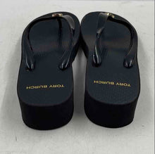 Load image into Gallery viewer, Authentic Tory Burch Womens Cutout Black Wedge Heel Flip-Flop Sandals Size 9