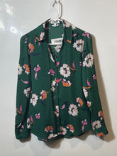 Load image into Gallery viewer, Express Portofino Womens Green Floral Long Sleeve Slim Fit Button-Up Shirt Sz S