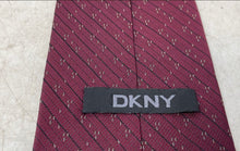 Load image into Gallery viewer, DKNY Mens Red Striped Print Silk Keeper Loop Adjustable Formal Pointed Tie