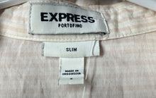 Load image into Gallery viewer, Express Womens Portofino White Pink Striped Slim Fit Button-Up Shirt Size Small