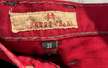 Load image into Gallery viewer, RNT23 Mens Red Denim Cotton Dark Wash 5 Pocket Design Straight Jeans Pants Sz 33