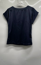 Load image into Gallery viewer, Banana Republic Womens Dark Blue Satin Short Sleeve Scoop Neck Blouse Top Size S