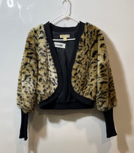 Load image into Gallery viewer, Michael Kors Womens Brown Black Animal Print Open Front Cropped Jacket Size M