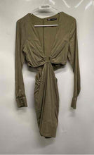 Load image into Gallery viewer, Zara Womens Green Long Sleeve Stretchy Cut-Out Back-Zip Mini Dress Size Medium