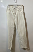 Load image into Gallery viewer, Zara Womens Off White Denim Raw Hem 5 Pocket Design Straight Jeans Size 04