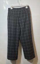 Load image into Gallery viewer, Loft Womens Gray Check Flat Front Slash Pocket Wide Leg Trouser Pants Size 4