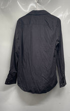 Load image into Gallery viewer, Calvin Klein Mens Black Striped Cotton Non-Iron Long Sleeve Button-Up Shirt Sz M
