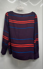 Load image into Gallery viewer, Express Womens Multicolor Striped Long Sleeve Round Neck Blouse Top Size L