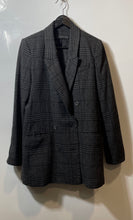Load image into Gallery viewer, Zara Womens Black Gray Plaid Peak Lapel Double Breasted Blazer Jacket Size S