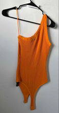 Load image into Gallery viewer, Guess Womens Orange Knitted One-Shoulder Asymmetrical Strap Bodysuit Size M
