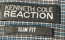 Load image into Gallery viewer, Kenneth Cole Reaction Mens Blue Printed Cotton Slim Fit Dress Shirt Size 16 1/2