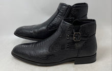 Load image into Gallery viewer, Unbranded Mens Black Faux Leather Buckle Strap Side Zipper Ankle Boots Sz EUR 44