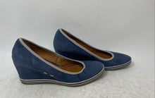 Load image into Gallery viewer, Michael Pasinkoff Womens Blue Suede Slip-On Wedge Pump Heels Size EUR 37
