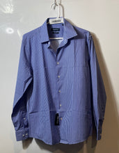 Load image into Gallery viewer, Nautica Mens Blue White Check Long Sleeve Collared Slim Fit Dress Shirt Size M