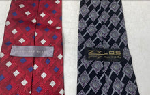 Load image into Gallery viewer, Pair Of Geoffrey Beene And Zylos Mens Multicolor Geometric Silk Pointed Ties