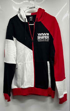 Load image into Gallery viewer, Sniper Gang Mens Black Red White Colorblock Long Sleeve Full-Zip Hoodie Size M