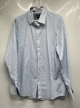 Load image into Gallery viewer, Rosso Milano Italy Mens White Blue Printed Long Sleeve Dress Shirt Size Large