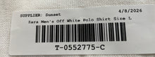 Load image into Gallery viewer, Zara Mens Off White Cotton Collared Short Sleeve Pullover Polo Shirt Size Large