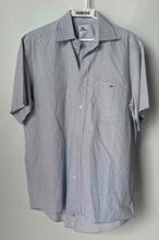 Load image into Gallery viewer, Lacoste Mens Blue Printed Collared Short Sleeve Dress Shirt Size 42