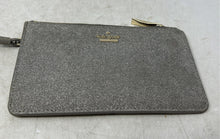Load image into Gallery viewer, Kate Spade New York Womens Silver Glitter Leather Zip Top Wristlet Wallet