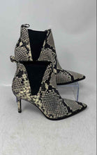 Load image into Gallery viewer, Zara Womens White Black Animal Print Stiletto Heel Ankle Chelsea Boots Size 35