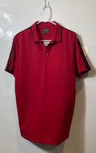 Load image into Gallery viewer, Guess Mens Red Short Sleeve Collared Pique Logo Tape Polo Shirt Size Large