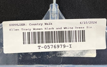 Load image into Gallery viewer, Ellen Tracy Womens Black And White Beaded Neck Flounce Hem A-Line Dress Size XS