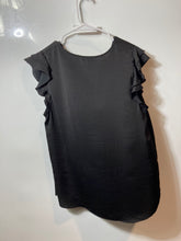 Load image into Gallery viewer, Banana Republic Womens Black Ruffle V-Neck Cap Sleeve Pullover Blouse Top Size L