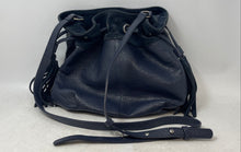 Load image into Gallery viewer, American Eagle Outfitters Womens Navy Blue Genuine Leather Drawstring Bucket Bag