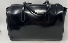 Load image into Gallery viewer, Amber Rose Womens Black Leather Double Handle Zip Top Shoulder Tote Bag