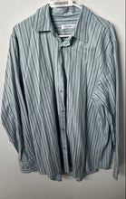Load image into Gallery viewer, Calvin Klein Mens Green Striped Long Sleeve Collared Button-Up Shirt Size Large
