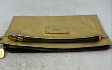 Load image into Gallery viewer, Prune Womens Gold-Tone Leather Rectangular Logo Plaque Double Zip Clutch Wallet