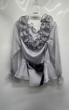 Load image into Gallery viewer, J.R. Nites By Carol Lin Womens Light Gray Long Sleeve Peplum Blouse Top Size 14