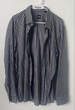 Load image into Gallery viewer, Hugo Boss Mens Black & Gray Striped Print Regular Fit Button-Up Shirt Size 2XL