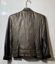 Load image into Gallery viewer, Peter Nygard Womens Bronze Long Sleeve Embellished Leather Jacket Size 6