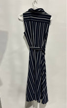 Load image into Gallery viewer, Tommy Hilfiger Womens Blue White Striped Sleeveless Belted Shirt Dress Size 8