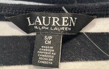 Load image into Gallery viewer, Lauren Ralph Lauren Womens White Black Striped Cotton Long Sleeve T-Shirt Size S