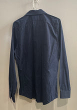 Load image into Gallery viewer, Express Mens Blue Print Long Sleeve Button Front Extra Slim Fit Dress Shirt Sz M