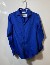 Load image into Gallery viewer, Calvin Klein Boys Blue Long Sleeve Spread Collar Sateen Dress Shirt Size 14