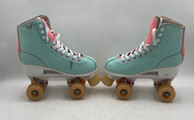 Load image into Gallery viewer, Rio Roller Unisex Script Teal Coral Lace-Up Roller Skates Size UK 5 EUR 38