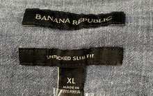 Load image into Gallery viewer, Banana Republic Mens Blue Long Sleeve Slim Fit Chambray Button-Up Shirt Size XL